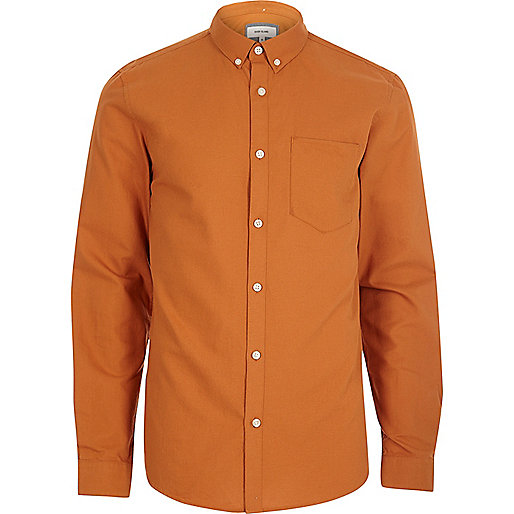 river island tops,jacques-vertuk Sale Orange casual Oxford shirt men 299114