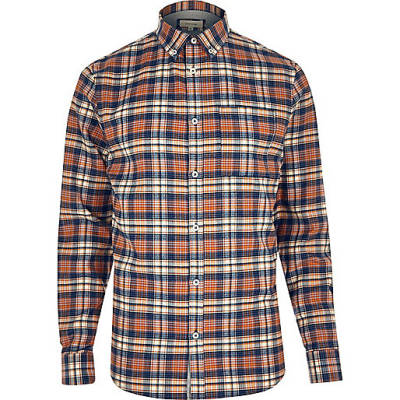 river island handbags grey,Ver Island Orange check flannel shirt Shirts Sale men