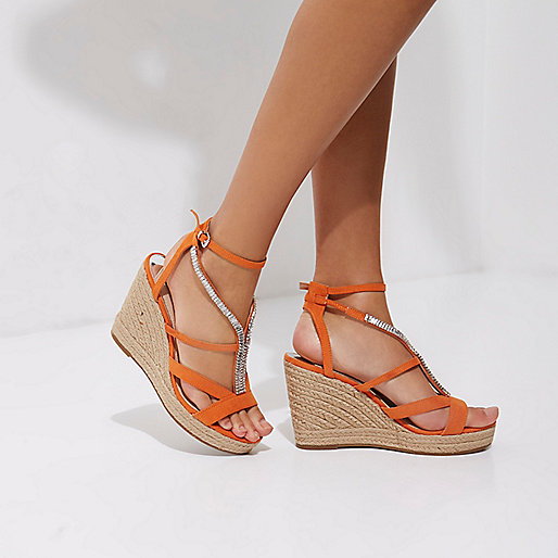 river island small purse,jacques-vertuk Online Orange embellished espadrille platform wedges women 706506