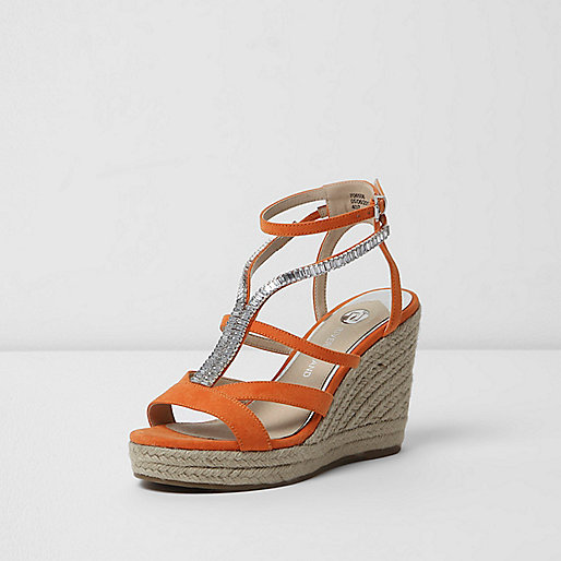 river island small purse,jacques-vertuk Online Orange embellished espadrille platform wedges women 706506