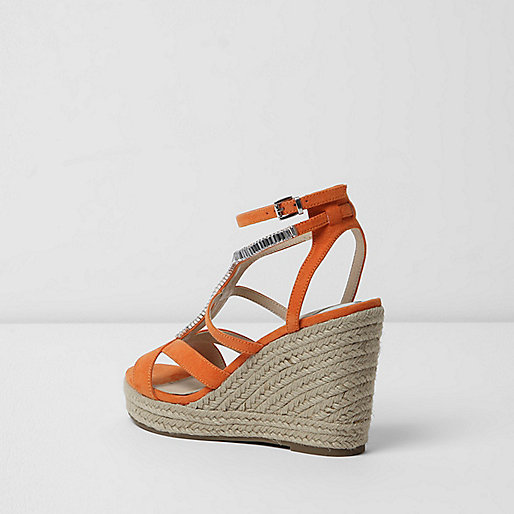 river island small purse,jacques-vertuk Online Orange embellished espadrille platform wedges women 706506