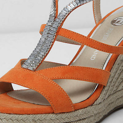 river island small purse,jacques-vertuk Online Orange embellished espadrille platform wedges women 706506