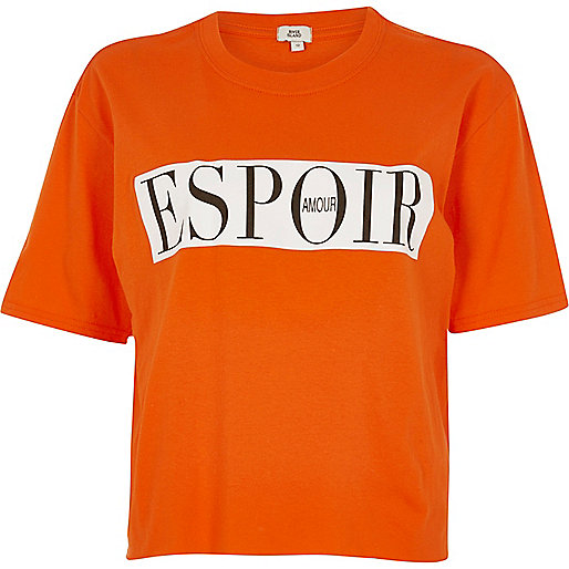 jacques-vertuk Orange 'espoir' print cropped T-shirt 710510 women Tops Crop Tops / Bralets