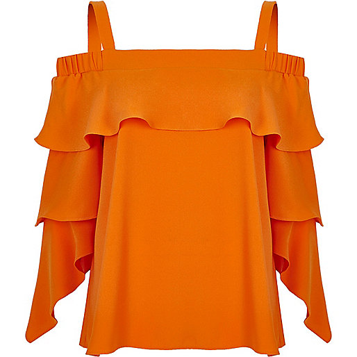 river island green ruched dress,jacques-vertuk New Orange frill sleeve bardot top Bardot / Cold Shoulder Tops Tops women