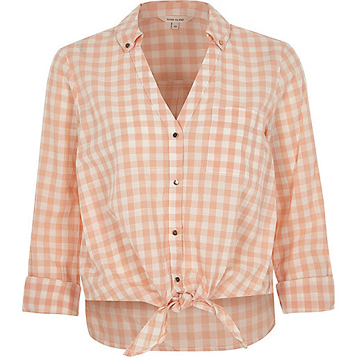 river island vinyl coat,Sale Dresses jacques-vertuk Orange gingham print tie front cropped shirt RI Limited Edition Sale women