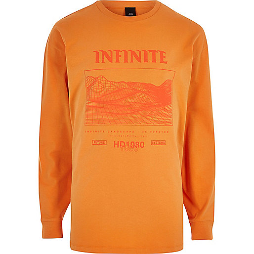 jacques-vertuk Orange 'infinite' print long sleeve T-shirt 302187 men T-Shirts / Vests