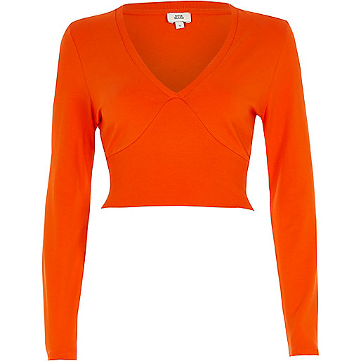 river island yellow bag,jacques-vertuk South Africa Orange long sleeve ribbed insert crop top women 709046