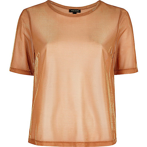 jacques-vertuk Orange metallic mesh T-shirt 695707 women T-Shirts & Vests