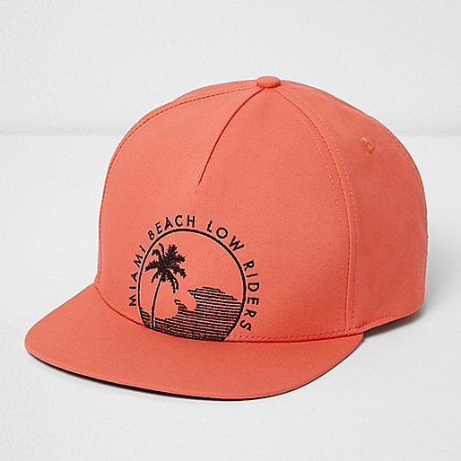 jacques-vertuk Orange 'Miami Beach' flat peak cap 300217 men Accessories Hats