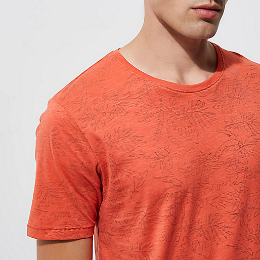 river island sale 10 and under,jacques-vertuk Stores Orange Only & Sons palm print T-shirt men 301435