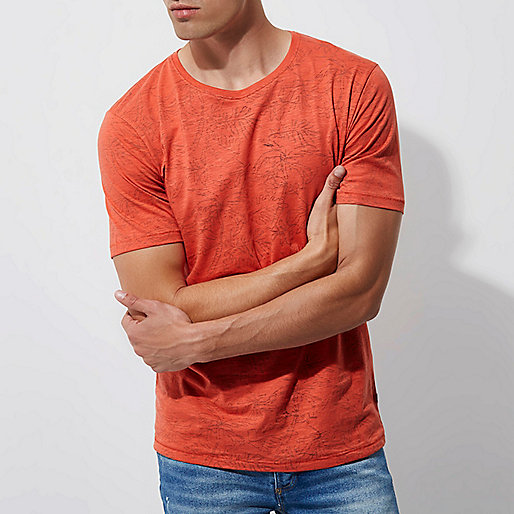 river island sale 10 and under,jacques-vertuk Stores Orange Only & Sons palm print T-shirt men 301435