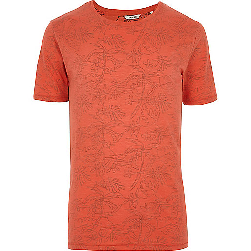 jacques-vertuk Orange Only & Sons palm print T-shirt 301435 men T-Shirts / Vests T-shirts