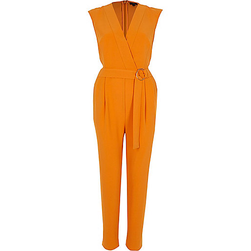 river island black weekend bag,jacques-vertuk Sale Orange sleeveless tailored jumpsuit women 709828