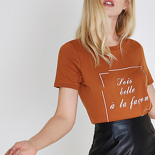 river island mom jeans sale,jacques-vertuk Latest Fashion Orange 'sois belle' print fitted T-shirt Print T-Shirts / Tanks T-Shirts & Tanks Tops women