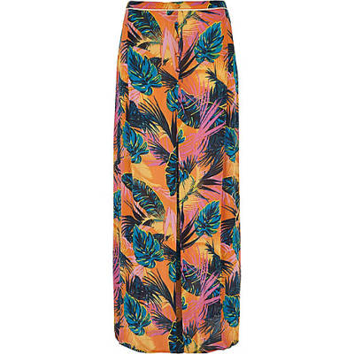 jacques-vertuk Orange tropical split front maxi beach skirt 704809 women Swimwear / Beachwear Kaftans / Cover-Ups