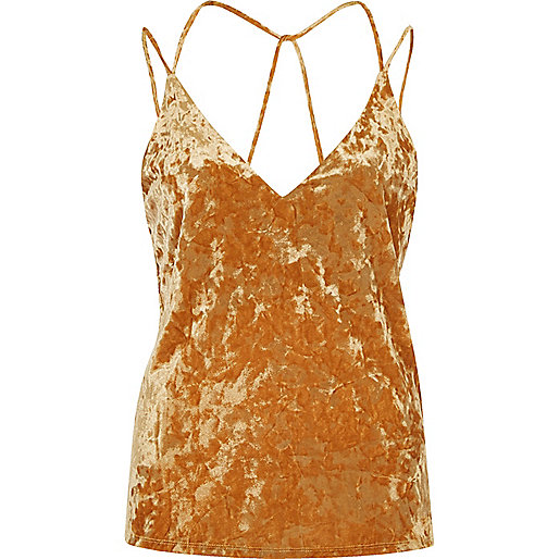 jacques-vertuk Orange velvet strappy cami top 690714 women Tops