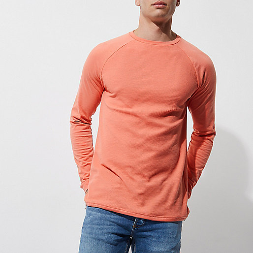 littlewoods river island jeans,jacques-vertuk Sale Orange waffle crew neck raglan sleeve T-shirt men 301734