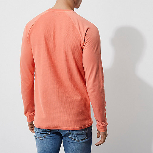 littlewoods river island jeans,jacques-vertuk Sale Orange waffle crew neck raglan sleeve T-shirt men 301734