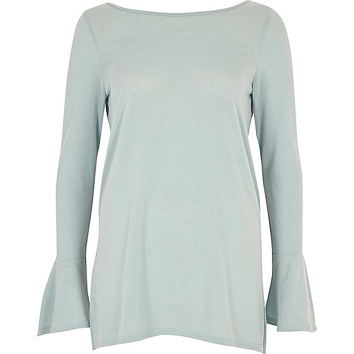 river island grey purse,jacques-vertuk Ireland Pale blue flute sleeve top women 699413