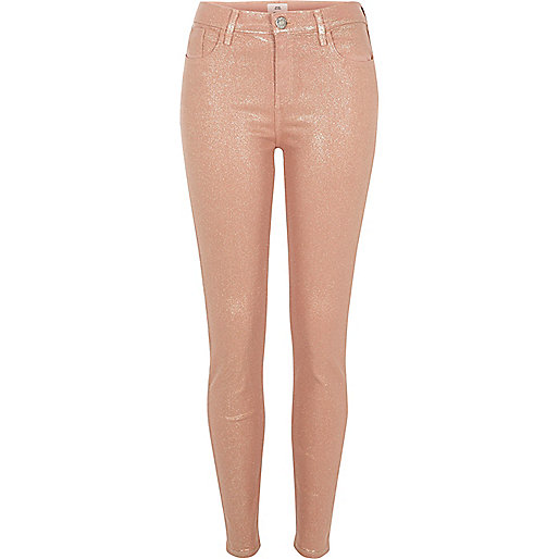 jacques-vertuk Peach glitter coated Amelie skinny jeans 705322 women Jeans Skinny Jeans