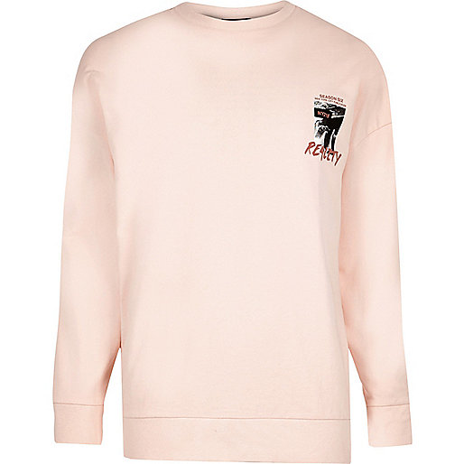 jacques-vertuk Peach orange 'reality' print sweatshirt 301773 men Hoodies / Sweatshirts