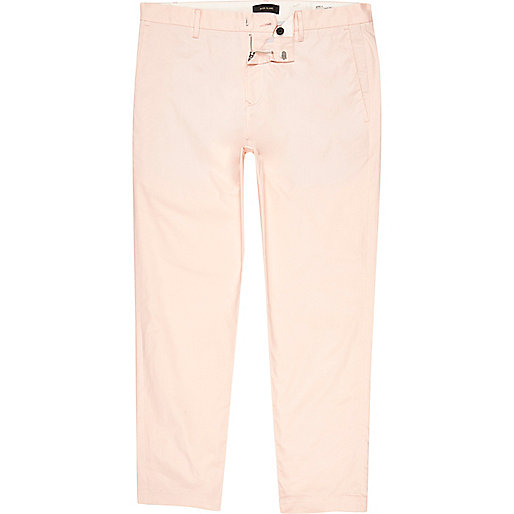 jacques-vertuk Peach slim fit ankle grazer chino pants 302512 men Trousers Chinos