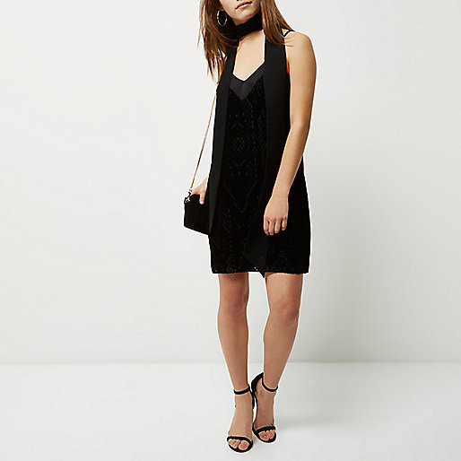 jacques-vertuk Petite black burnout velvet slip dress 697118 women Dresses