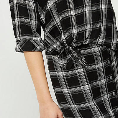 river island black denim dress,jacques-vertuk South Africa Petite black check tie front shirt dress women 694301