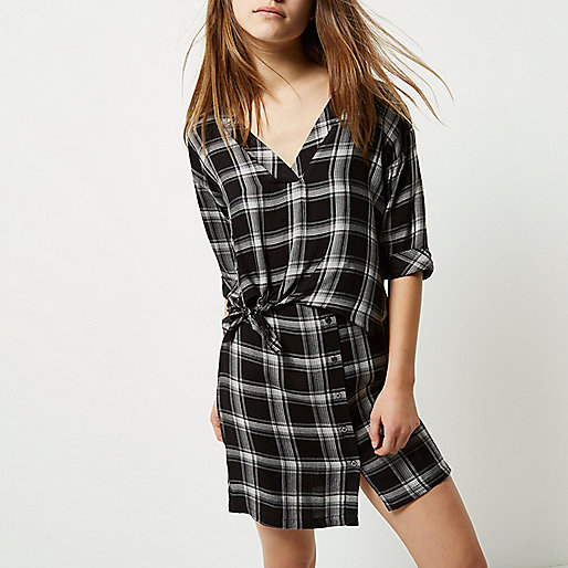 river island black denim dress,jacques-vertuk South Africa Petite black check tie front shirt dress women 694301