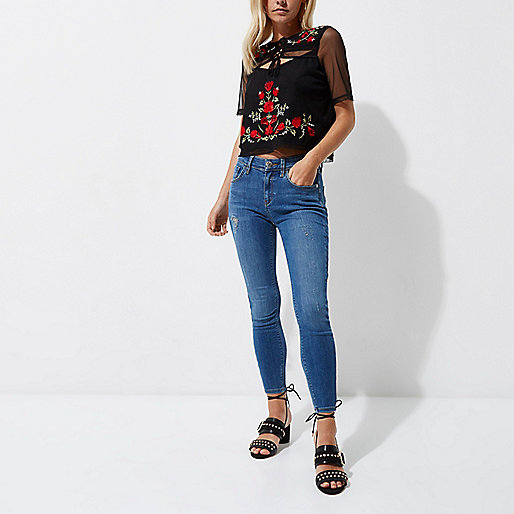 river island brown brogues,jacques-vertuk Australia Store Petite black embroidered front lace mesh top Blouses Tops women