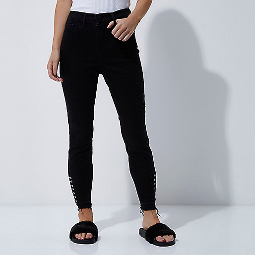 jacques-vertuk Petite black eyelet detail Molly jeggings 704453 women Jeans Jeggings