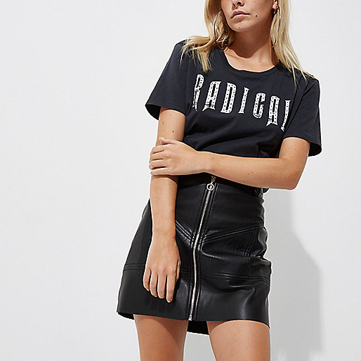 black and gold sandals river island,Where Sells jacques-vertuk Clothes Petite black faux leather zip biker skirt Mini Skirts Skirts women