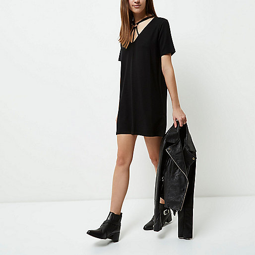 river island studio dress,jacques-vertuk Clothes Shop Online Petite black harness neck oversized T-shirt T-Shirts & Tanks Sale women