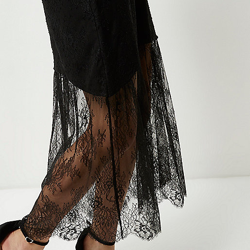 river island hybrid jumper shirt dress in brown,Old Stock jacques-vertuk Petite black lace maxi skirt Skirts Sale women