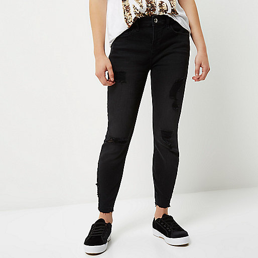 jacques-vertuk Petite black ripped Amelie super skinny jeans 696996 women Jeans Skinny Jeans