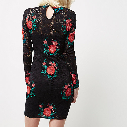 river island multi pochette,jacques-vertuk Womens Wear Petite black rose embroidered lace mini dress Dresses Sale women