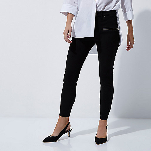 jacques-vertuk Petite black zip detail skinny pants 704281 women Trousers Skinny Trousers