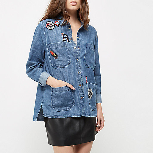 river island faux shearling coat,jacques-vertuk South Africa Petite blue denim wash badge shacket women 691097