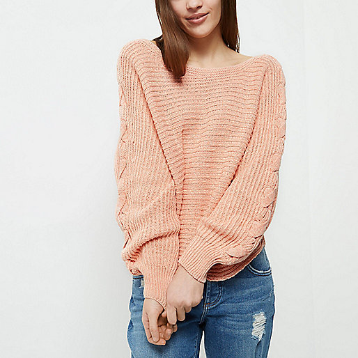 jacques-vertuk Petite coral ribbed knit cross sleeve sweater 700272 women Knitwear