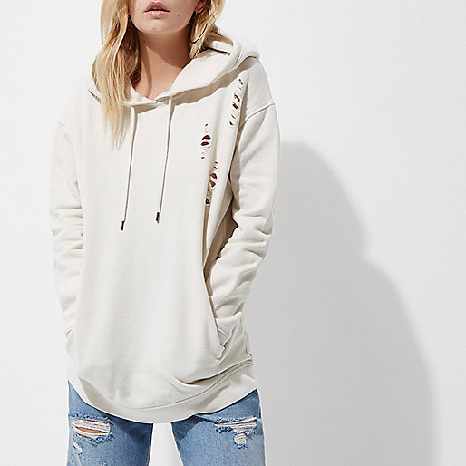 river island muscle fit shirt,jacques-vertuk UK Petite cream distressed oversized hoodie women 701240