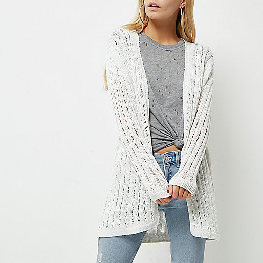 river island scuba trainers,jacques-vertuk Check Stock Petite cream ladder longline cardigan Cardigans Knitwear women