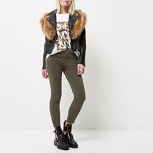 river island faux jacket,Denim Shirt Women jacques-vertuk Petite khaki Amelie super skinny jeans Jeans Sale women