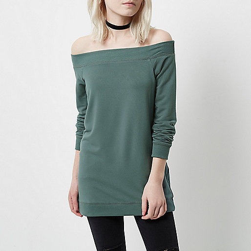 jacques-vertuk Petite khaki green bardot sweatshirt 701459 women Tops