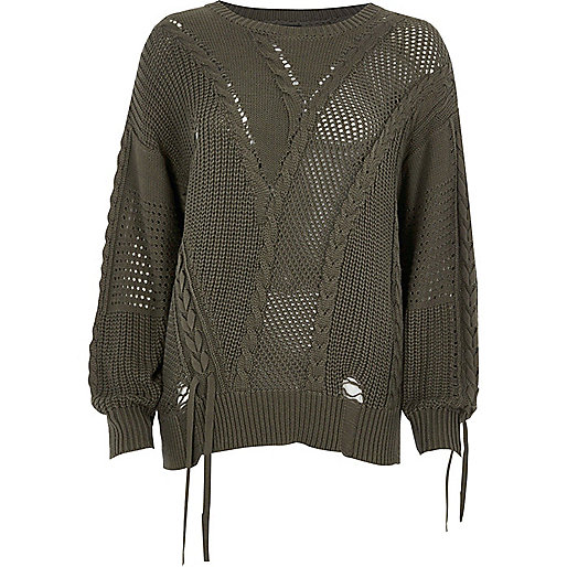 sandals sale river island,jacques-vertuk Stores Petite khaki ladder knitted tie detail sweater women 705646