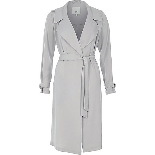 dog coats river island,jacques-vertuk UK Petite light grey belted duster trench coat women 703512