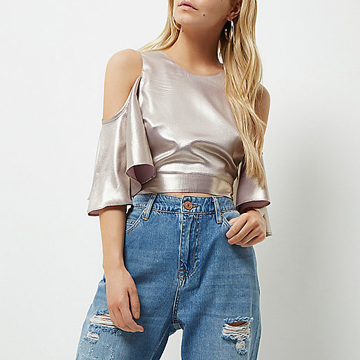 black river island monogram bag,jacques-vertuk Full Website Petite metallic pink cold shoulder crop top Tops Sale women