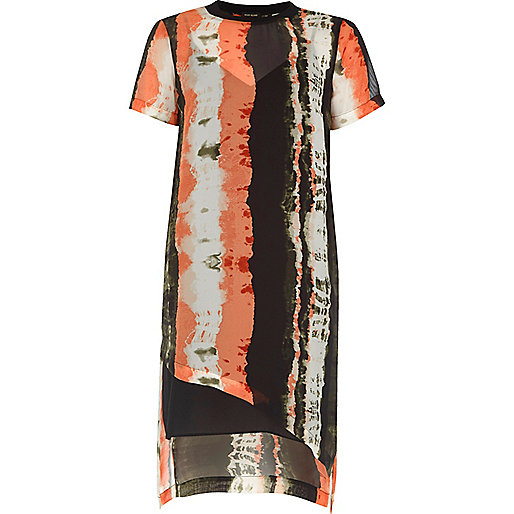 black shiny coat river island,jacques-vertuk Sale Petite orange and khaki tie dye T-shirt dress women 701983