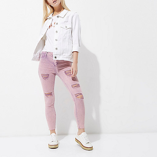 river island rain mac,jacques-vertuk Outlet Petite pink acid wash Molly ripped jeggings women 701131