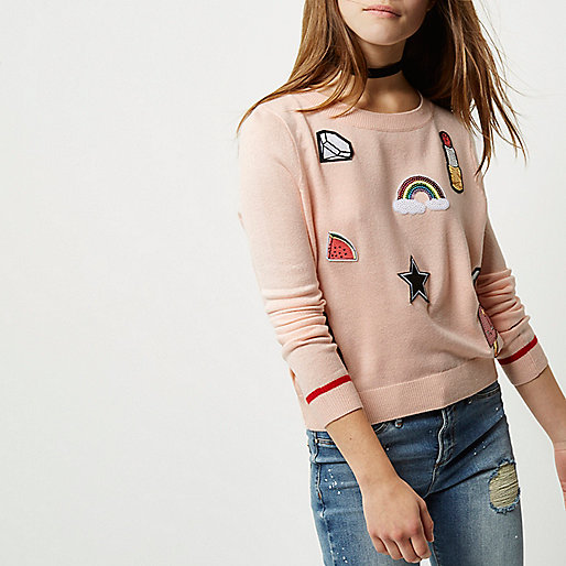 river island skinny,jacques-vertuk South Africa Online Shopping Petite pink badge sweater Knitwear Sale women