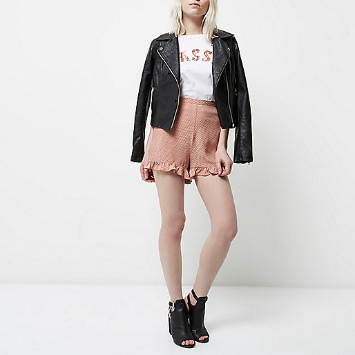 river island patent leather boots,jacques-vertuk Trousers Petite pink frill hem shorts Shorts Sale women